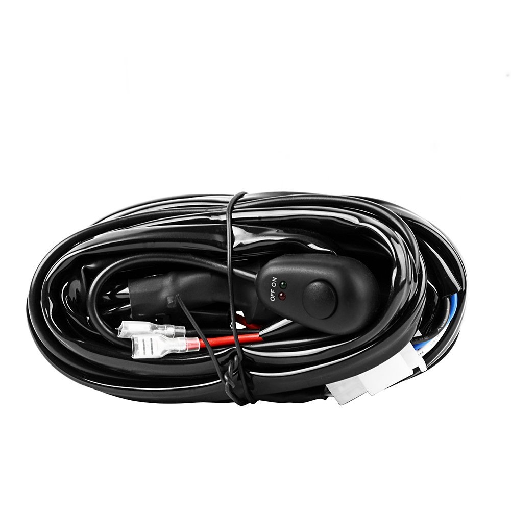 YITAMOTOR 52 Inch LED Light Bar + 2X 18W 4 Inch Spot Fog ... rugged wiring harness loom 